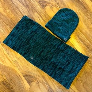 PINK beanie and infinity scarf set - Green and black